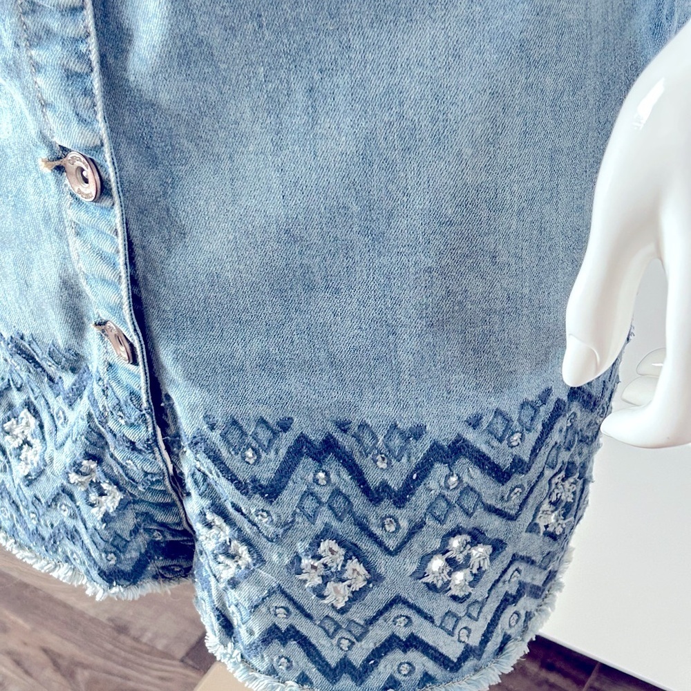 Denim Cutwork & Embroidered Dress by cream - Picture 10 of 13